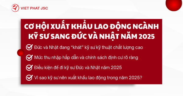 CƠ HỘI XKLĐ NGÀNH KỸ SƯ ĐỨC VÀ NHẬT 2025